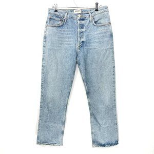 AGOLDE Size 30 Riley High Rise Straight Crop Jeans Button Fly Blue
